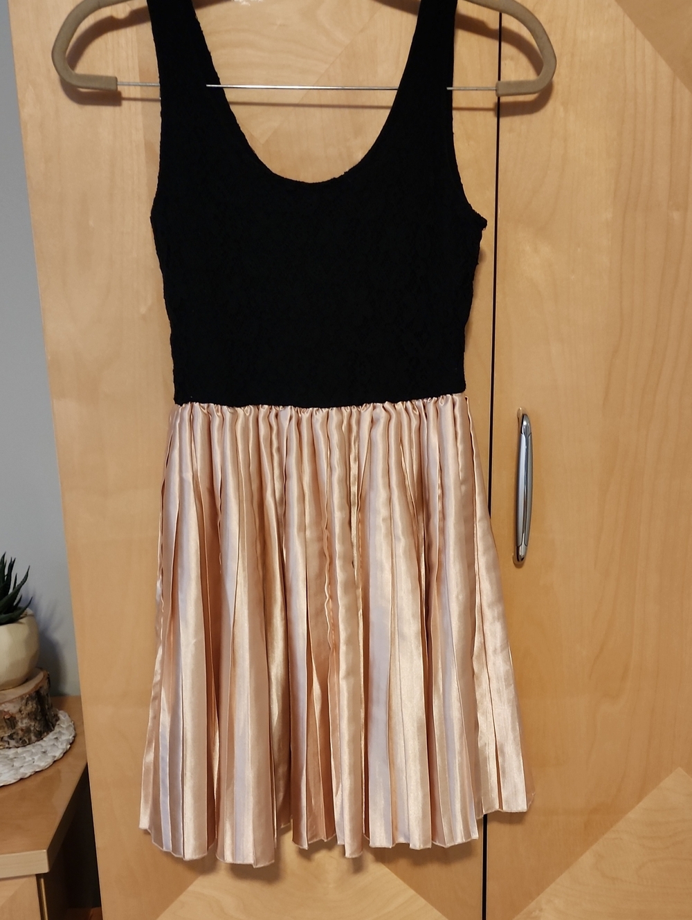 Delias Ballerina Style Champagne Pleated Satin Minidress